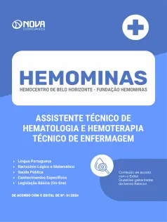 Apostila HEMOMINAS 2025 - Assistente Técnico de Hematologia e Hemoterapia (ATHH) - Técnico de Enfermagem