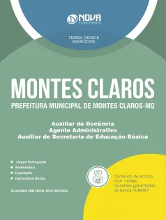 Apostila Prefeitura de Montes Claros - MG  - Aux Docência, Agente Adm e Aux Secretaria de Educação Básica