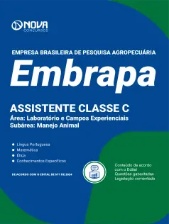 Apostila EMBRAPA em PDF 2025 - Assistente Classe C – Área: Laboratório e Campos Experienciais – Subárea: Manejo Animal