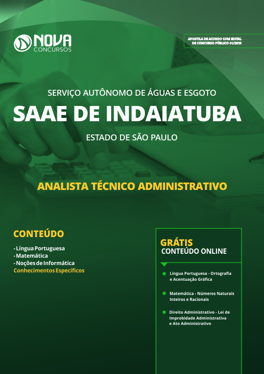 Apostila Download SAAE de Indaiatuba - SP - Analista Técnico Administrativo
