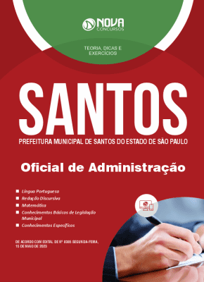 Apostila Prefeitura de Santos - SP em PDF 2023 - Oficial de Administração