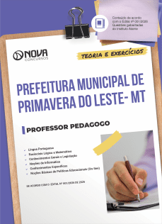 Apostila Prefeitura de Primavera do Leste-MT 2026 em PDF - Professor Pedagogo